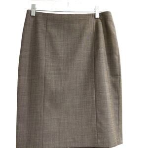 Ann Taylor career skirt size 6 brown tweed ruffle hem straight pencil classic